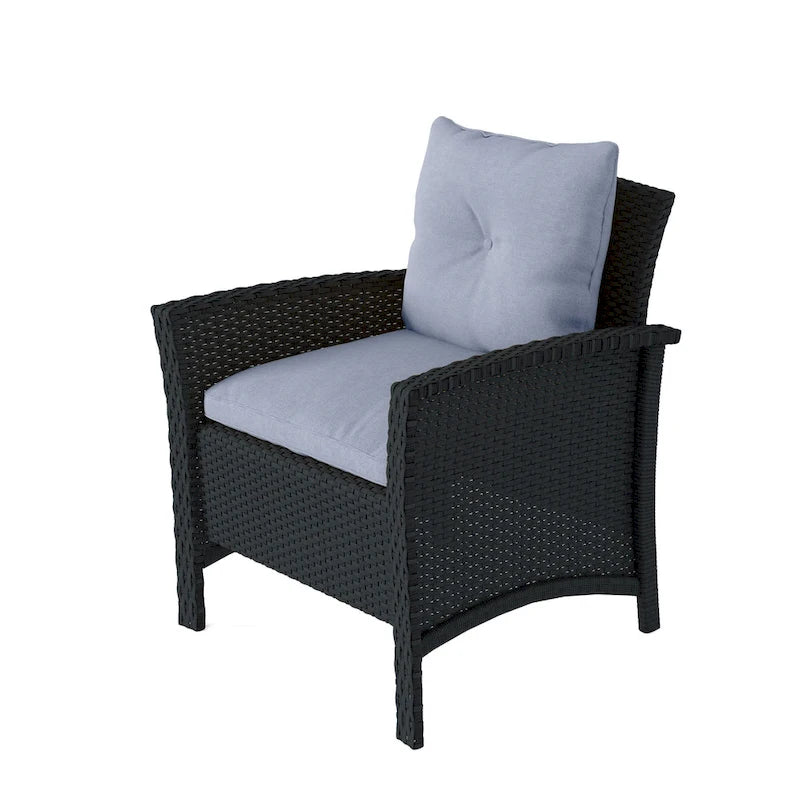CorLiving Cascade Black Rattan Wicker Patio 4pc Set