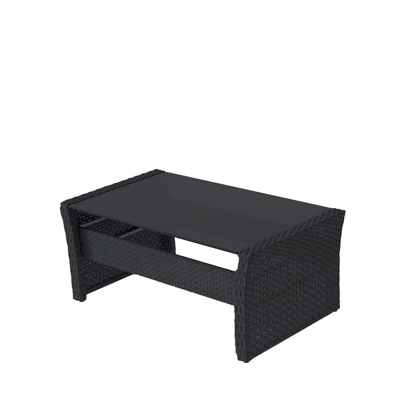 CorLiving Cascade Black Rattan Wicker Patio 4pc Set