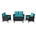 CorLiving Cascade Black Rattan Wicker Patio 4pc Set