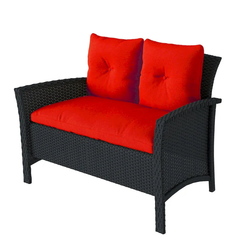 CorLiving Cascade Black Rattan Wicker Patio 4pc Set
