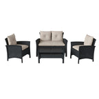 CorLiving Cascade Black Rattan Wicker Patio 4pc Set