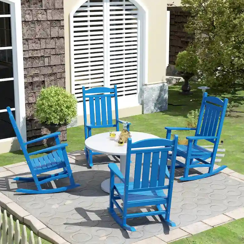 Polytrends Laguna Hdpe Sedia a Dondolo da Esterno per Patio, per Tutte le Condizioni Atmosferiche (Set da 4)
