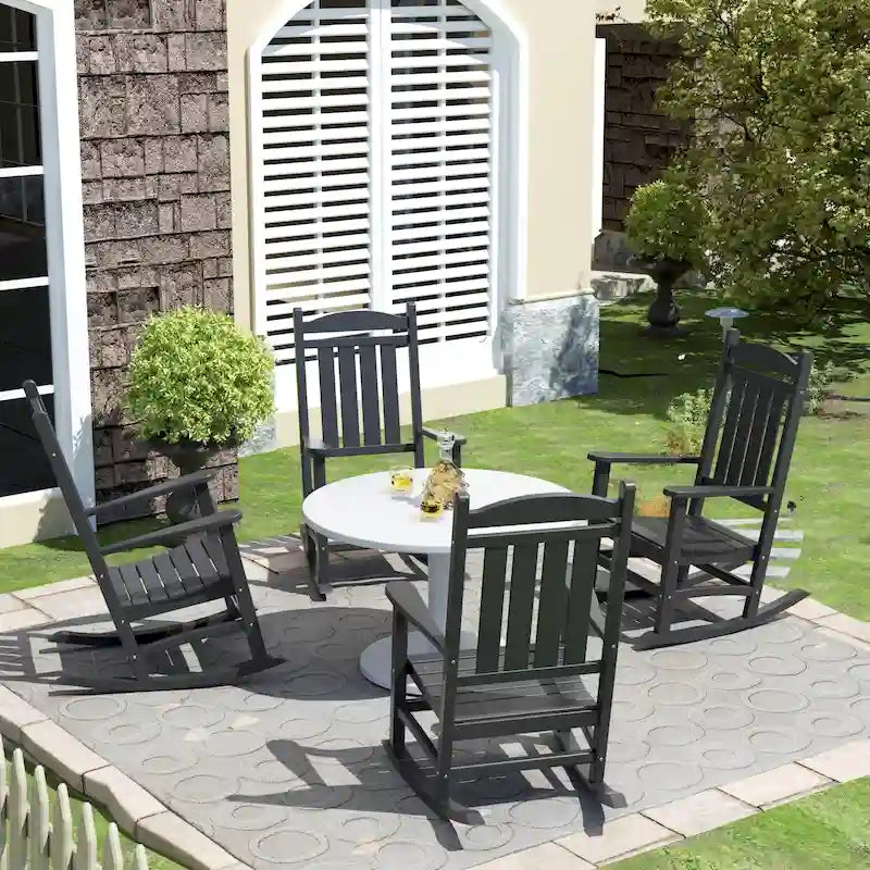 Polytrends Laguna Hdpe Sedia a Dondolo da Esterno per Patio, per Tutte le Condizioni Atmosferiche (Set da 4)