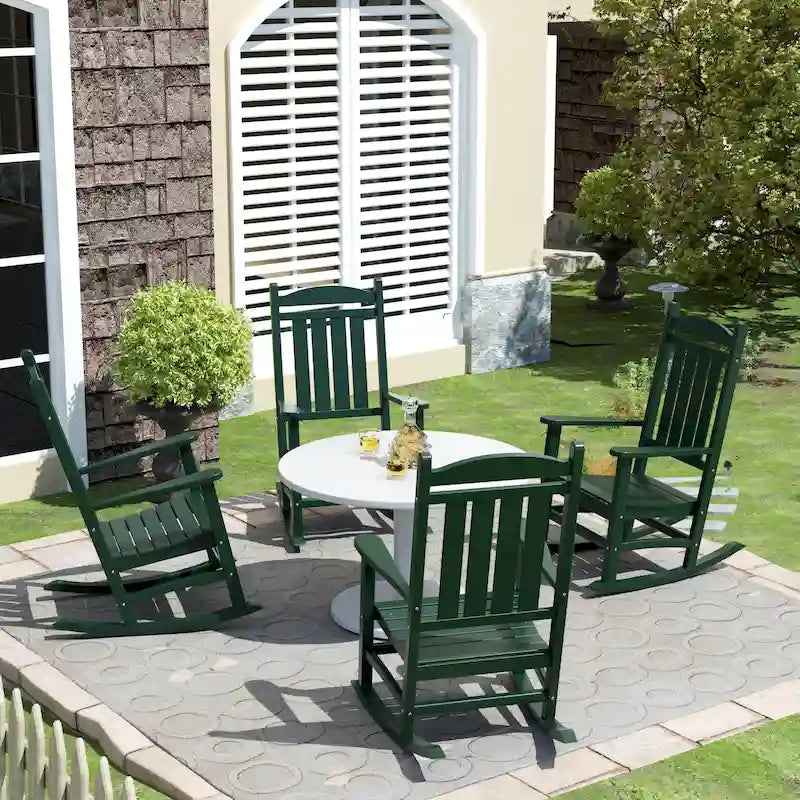 Polytrends Laguna Hdpe Sedia a Dondolo da Esterno per Patio, per Tutte le Condizioni Atmosferiche (Set da 4)