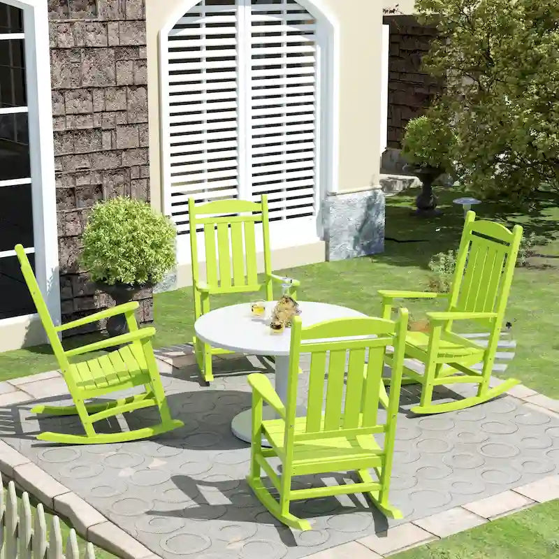 Polytrends Laguna Hdpe Sedia a Dondolo da Esterno per Patio, per Tutte le Condizioni Atmosferiche (Set da 4)