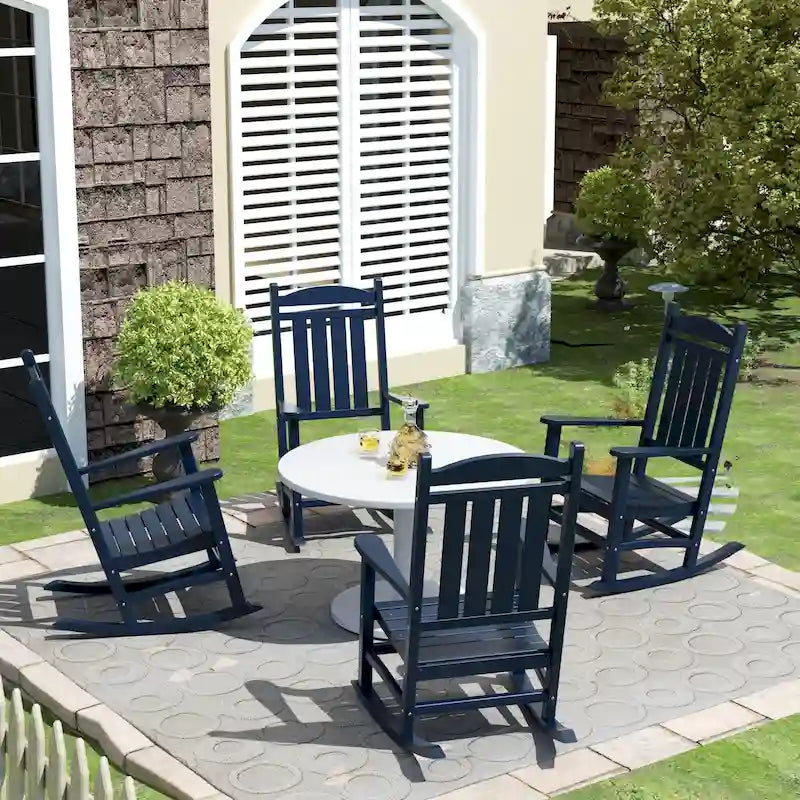 Polytrends Laguna Hdpe Sedia a Dondolo da Esterno per Patio, per Tutte le Condizioni Atmosferiche (Set da 4)