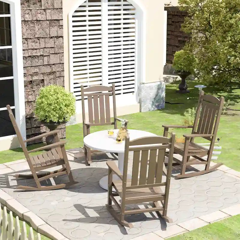 Polytrends Laguna Hdpe Sedia a Dondolo da Esterno per Patio, per Tutte le Condizioni Atmosferiche (Set da 4)