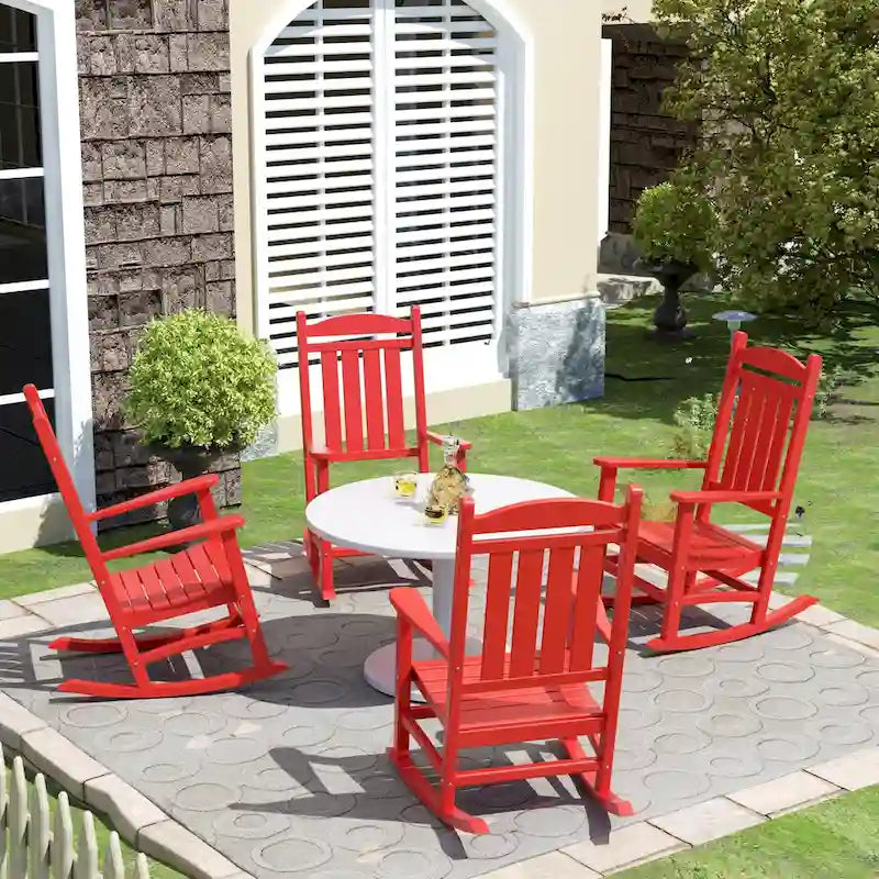 Polytrends Laguna Hdpe All Weather Outdoor Patio Rocking Chair (Set of 4)