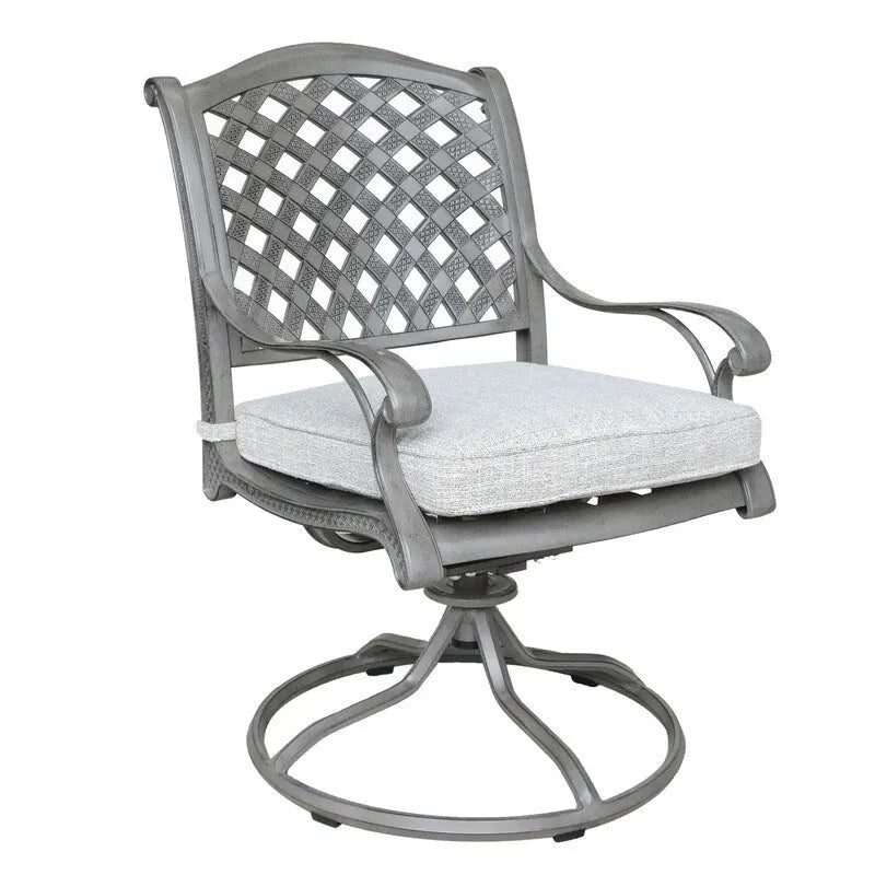 Ventura Cast Aluminum 7 Piece Rectangular Dining Set with 6 Swivel Rockers - N/A