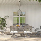 Ventura Cast Aluminum 7 Piece Rectangular Dining Set with 6 Swivel Rockers - N/A