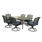 Ventura Cast Aluminum 7 Piece Rectangular Dining Set with 6 Swivel Rockers - N/A