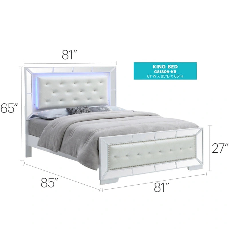 Hollywood Hills White Panel Bed