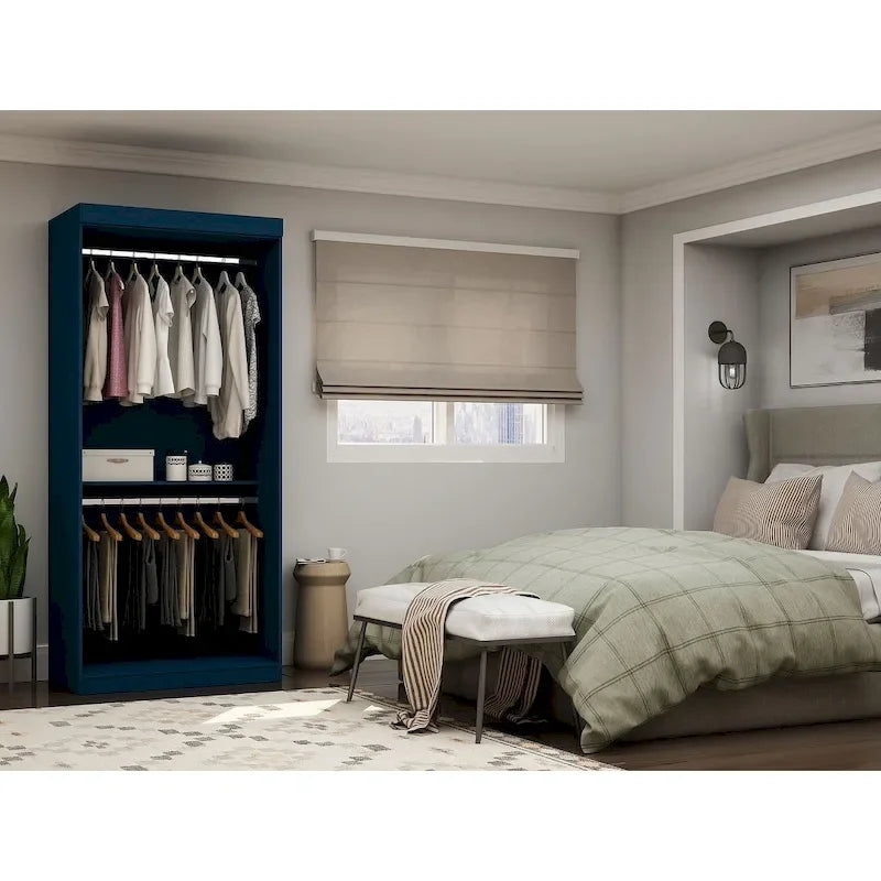Manhattan Comfort Mulberry 35.9 Open Double Hanging Modern Wardrobe Closet with 2 Hanging Rods