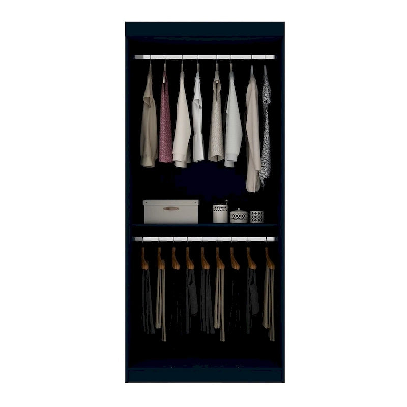 Manhattan Comfort Mulberry 35.9 Open Double Hanging Modern Wardrobe Closet with 2 Hanging Rods