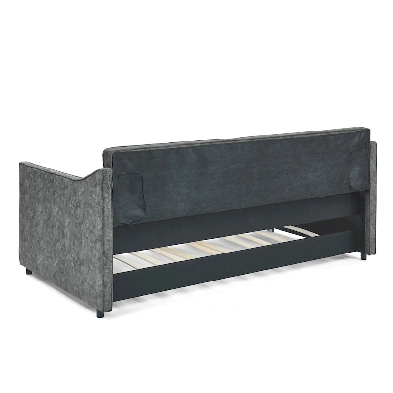 Twin Size Daybed with Twin Size Trundle Upholstered