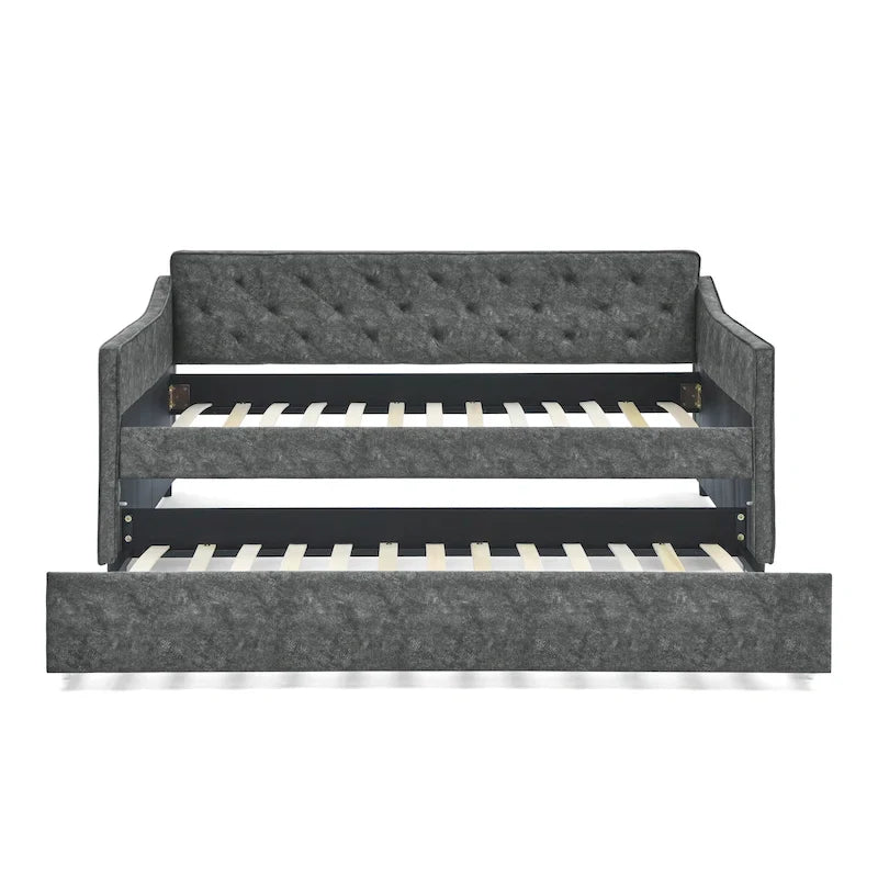 Twin Size Daybed with Twin Size Trundle Upholstered