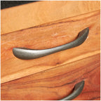 Carrello da Cucina in Legno con 4 Cassetti e 2 Ripiani, Maniglie in Metallo Nero e Piano in Marmo - Marrone - Roche River Decor