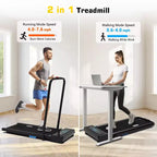 REDLIRO Tapis Roulant Pieghevole 2 in 1 Sotto la Scrivania Macchina da Corsa 12.2 km/h per Ufficio Domestico Nero