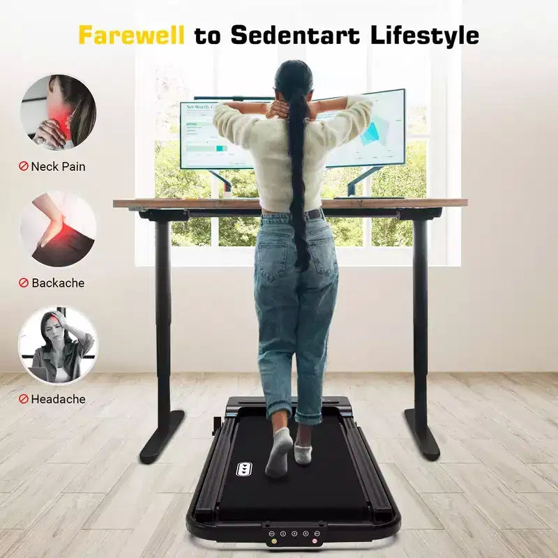 REDLIRO Tapis Roulant Pieghevole 2 in 1 Sotto la Scrivania Macchina da Corsa 12.2 km/h per Ufficio Domestico Nero