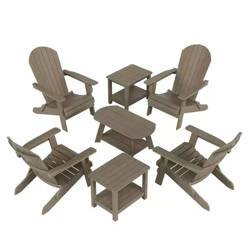 WestinTrends 7-Piece Outdoor Folding Adirondack Chair Conversation Set