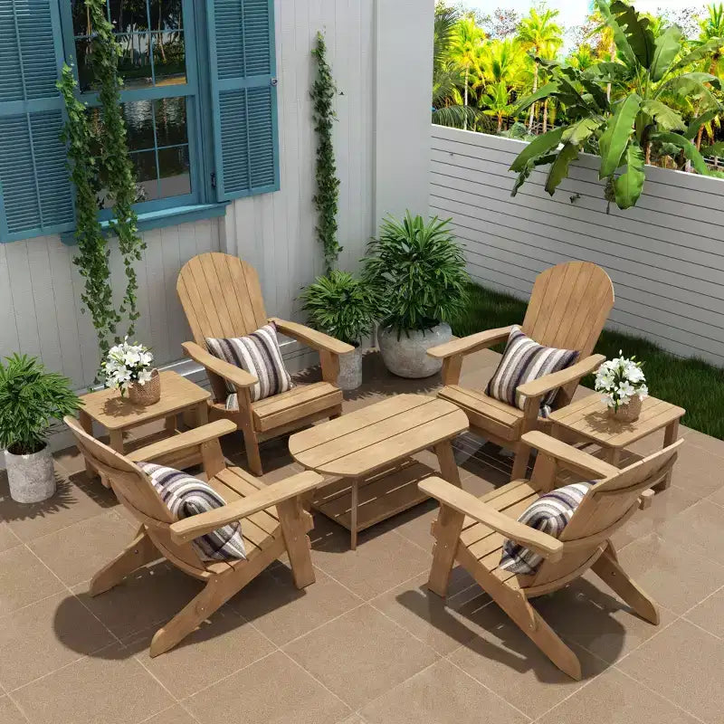 WestinTrends 7-Piece Outdoor Folding Adirondack Chair Conversation Set