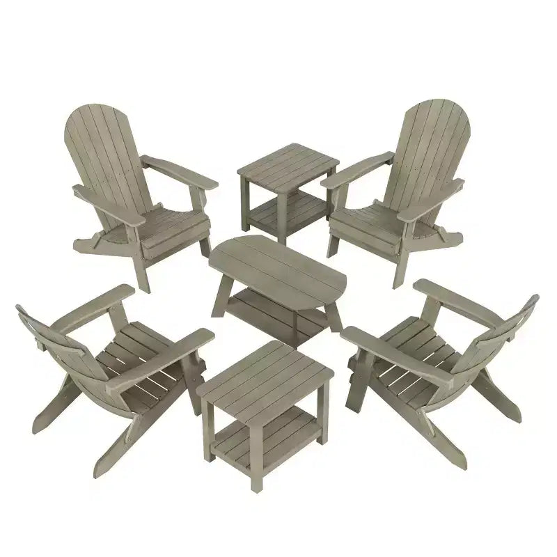 WestinTrends 7-Piece Outdoor Folding Adirondack Chair Conversation Set