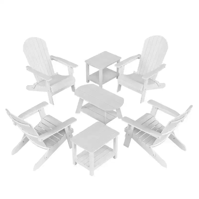 WestinTrends 7-Piece Outdoor Folding Adirondack Chair Conversation Set