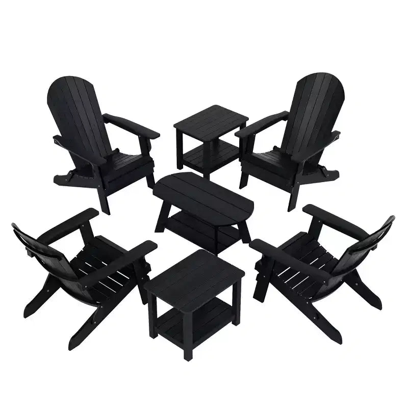 WestinTrends 7-Piece Outdoor Folding Adirondack Chair Conversation Set