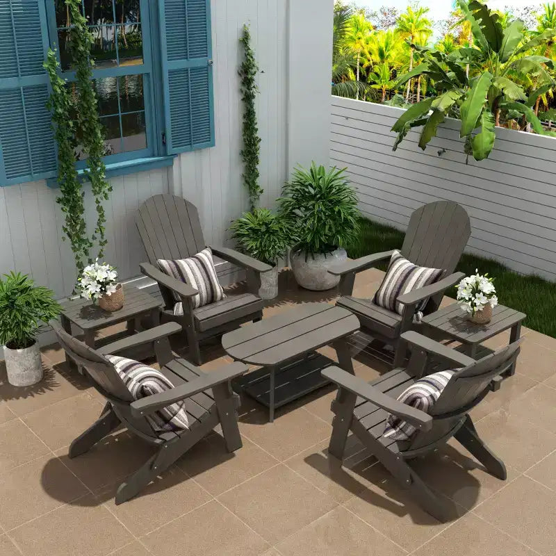 WestinTrends 7-Piece Outdoor Folding Adirondack Chair Conversation Set