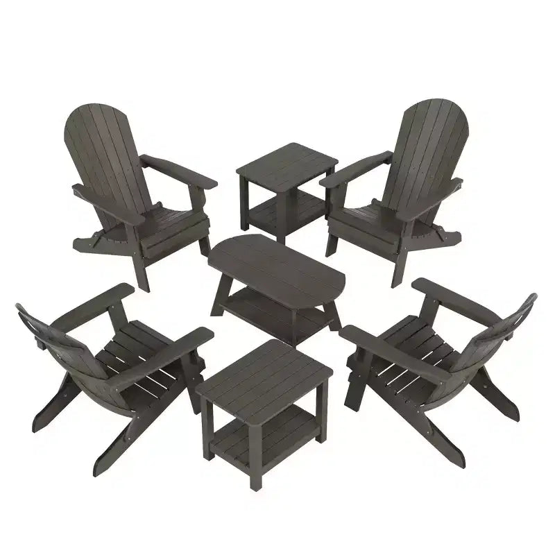 WestinTrends 7-Piece Outdoor Folding Adirondack Chair Conversation Set