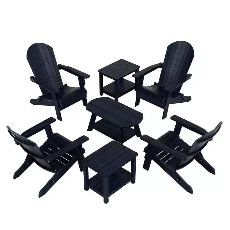 WestinTrends 7-Piece Outdoor Folding Adirondack Chair Conversation Set