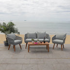 SAFAVIEH Outdoor Tobia 4-Piece Patio Conversation Set - 55W x 30D x 28H