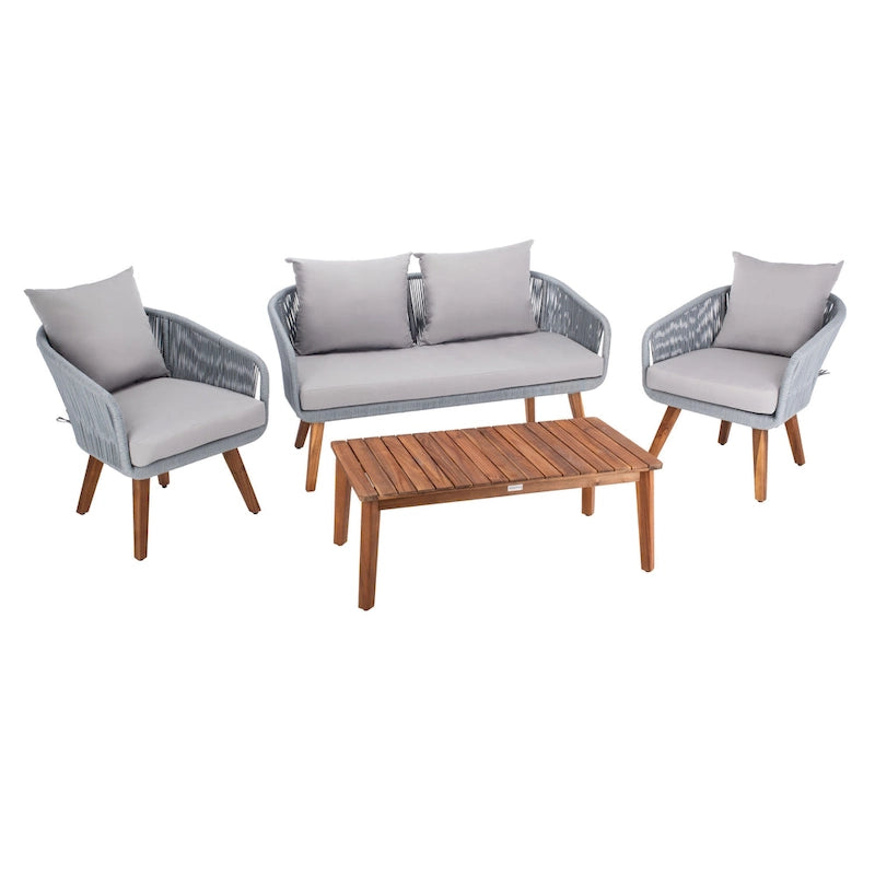 SAFAVIEH Outdoor Tobia 4-Piece Patio Conversation Set - 55W x 30D x 28H