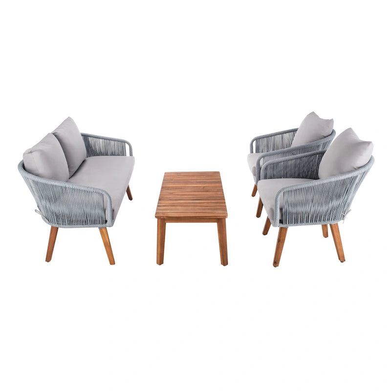 SAFAVIEH Outdoor Tobia 4-Piece Patio Conversation Set - 55W x 30D x 28H