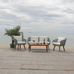 SAFAVIEH Outdoor Tobia 4-Piece Patio Conversation Set - 55W x 30D x 28H