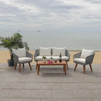 SAFAVIEH Outdoor Tobia 4-Piece Patio Conversation Set - 55W x 30D x 28H