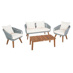 SAFAVIEH Outdoor Tobia 4-Piece Patio Conversation Set - 55W x 30D x 28H