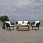 SAFAVIEH Outdoor Tobia 4-Piece Patio Conversation Set - 55W x 30D x 28H
