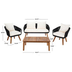 SAFAVIEH Outdoor Tobia 4-Piece Patio Conversation Set - 55W x 30D x 28H