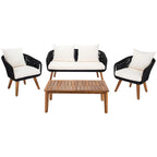 SAFAVIEH Outdoor Tobia 4-Piece Patio Conversation Set - 55W x 30D x 28H