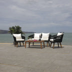 SAFAVIEH Outdoor Tobia 4-Piece Patio Conversation Set - 55W x 30D x 28H