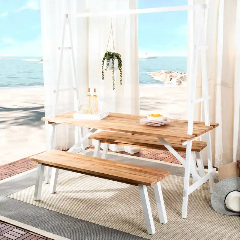 SAFAVIEH Outdoor Marlen 3-Piece Dining Set - 29Wx59Dx74H