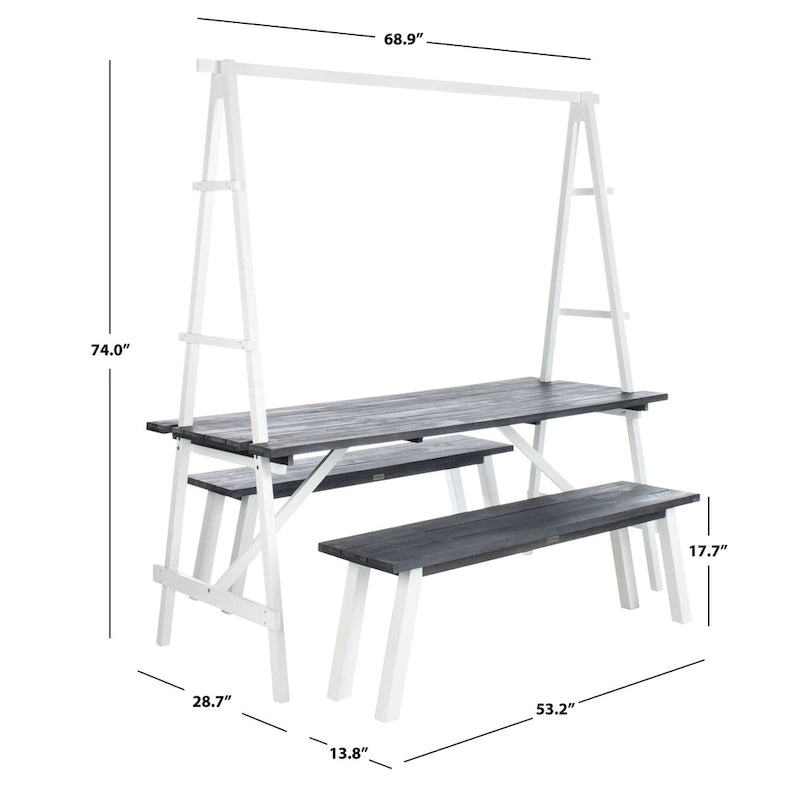 SAFAVIEH Outdoor Marlen 3-Piece Dining Set - 29Wx59Dx74H