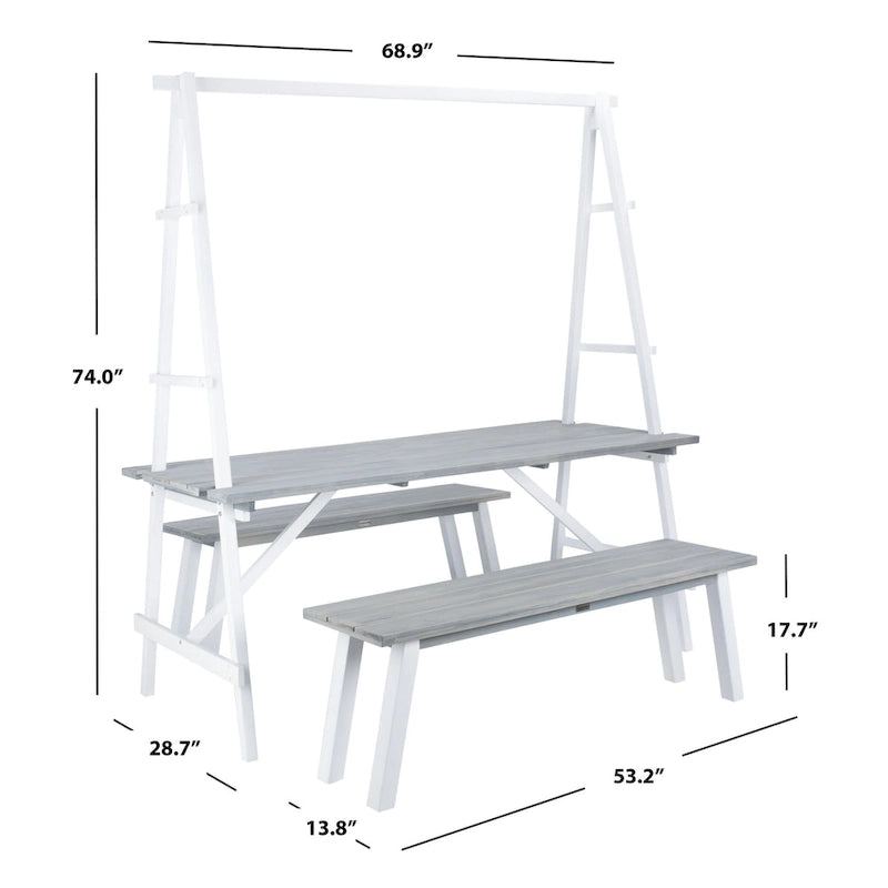 SAFAVIEH Outdoor Marlen 3-Piece Dining Set - 29Wx59Dx74H