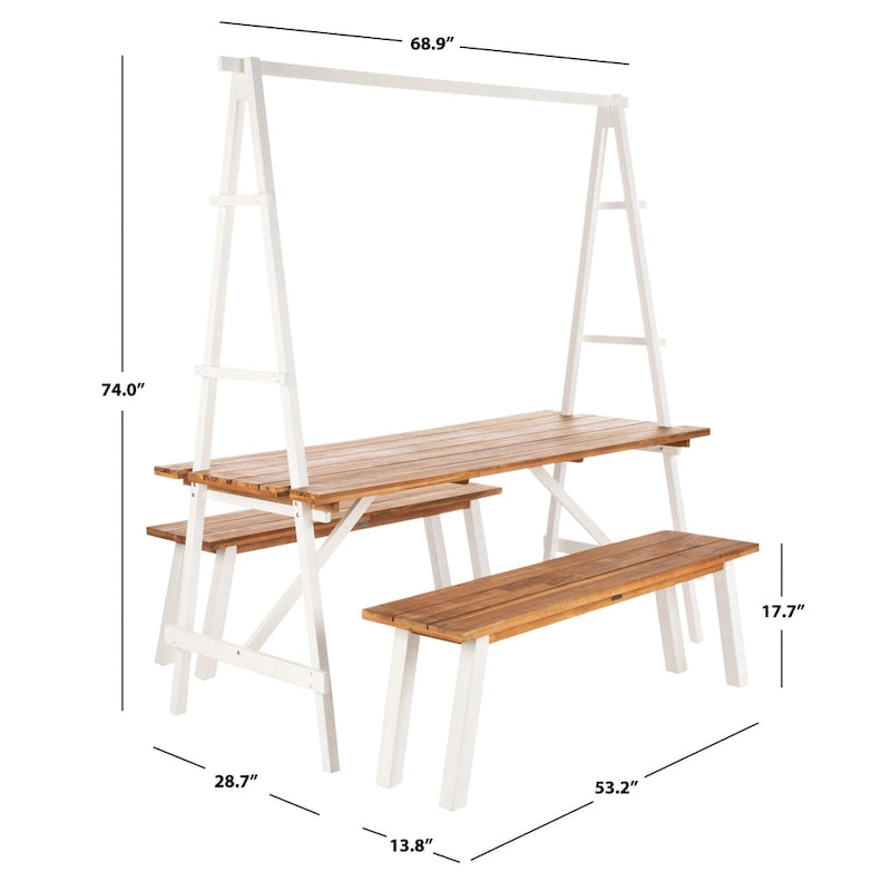 SAFAVIEH Outdoor Marlen 3-Piece Dining Set - 29Wx59Dx74H