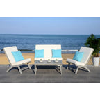 SAFAVIEH Outdoor Aryana 4-Piece Conversation Patio Set with Accent Pillow - 46W x 34D x 32H