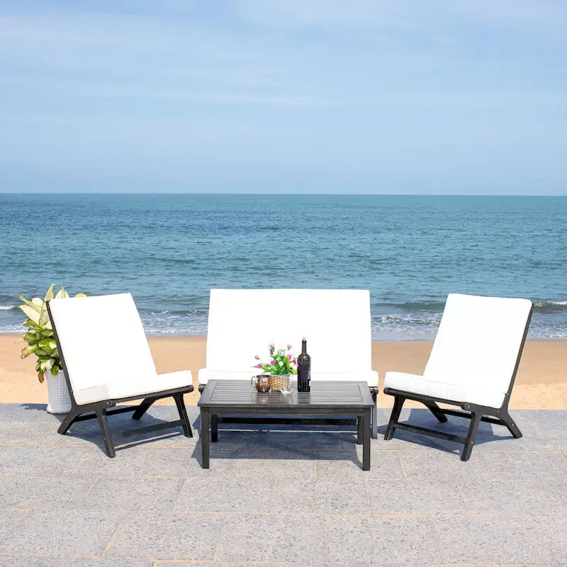 SAFAVIEH Outdoor Aryana Set da Salotto da Esterno 4 Pezzi con Cuscini Decorativi - 46L x 34P x 32A