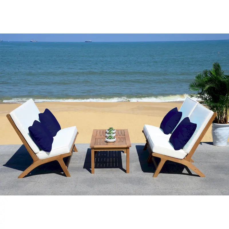 SAFAVIEH Outdoor Aryana Set da Salotto da Esterno 4 Pezzi con Cuscini Decorativi - 46L x 34P x 32A