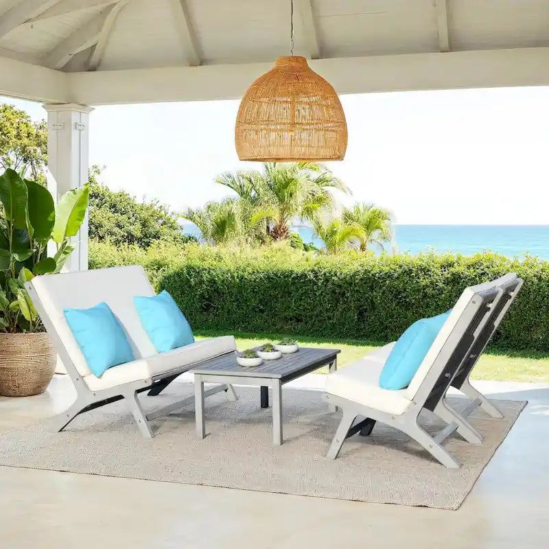 SAFAVIEH Outdoor Aryana 4-Piece Conversation Patio Set with Accent Pillow - 46W x 34D x 32H