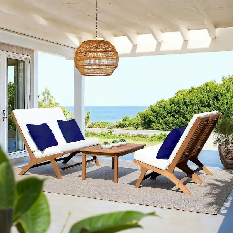 SAFAVIEH Outdoor Aryana 4-Piece Conversation Patio Set with Accent Pillow - 46W x 34D x 32H